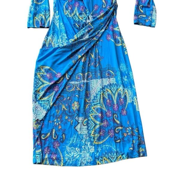 Etro Dress V Neck Plunge Blue Spa Spartaco 3 Size 48 - Picture 4 of 6